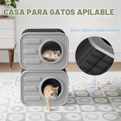 Vista 3 de Casa para gatos al aire libre, color negro