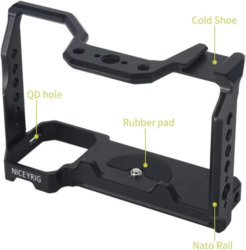 Vista 4 de NICEYRIG A7C II A7CR - Jaula de aluminio para Sony Alpha A7CII / A7CR / A7C cámara sin espejo Vlog Vlogging Video Making con placa de liberación