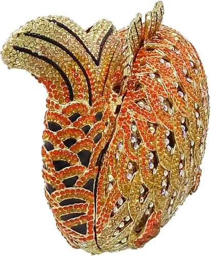 Vista 4 de Boutique De FGG Bolsos de mano con diamantes de imitación de pescado para mujer, bolsos formales de noche, bolso de graduación, boda, fiesta, bolsa