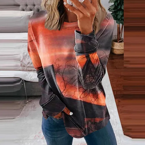 Vista 2 de Disfraz de Halloween 2023 de talla grande, camiseta de retazos con estampado holgado, sudadera de talla grande