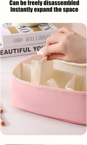 Vista 4 de Bolsa de maquillaje – Organizador de maquillaje, bolsa de aseo de viaje para mujeres y niñas Bonita bolsa de cosméticos, neceser para, bolsa