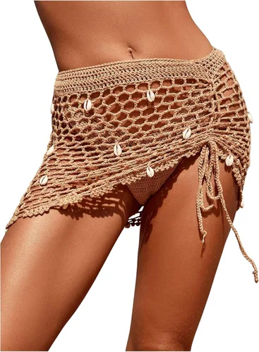 Vista 4 de SHENHE Traje de baño de ganchillo transparente para mujer, falda de playa