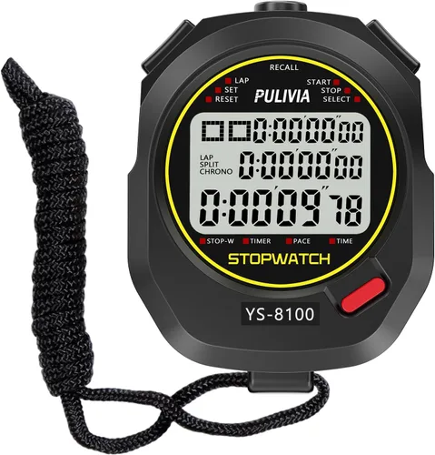 Vista 9 de Cronómetro Deportivo Temporizador con Memoria de 10 Vueltas Divididas Reloj Digital de Parada, Temporizador de Cuenta Regresiva Modo de Ritmo Reloj
