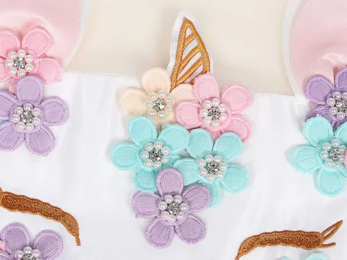Vista 5 de COTRIO Unicorn Costume Fancy Dress Up Flower Girls Dresses Pageant Party Evening Gowns Halloween Tutu Dress