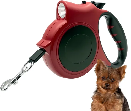 Vista 8 de Correa retráctil con luz LED para perros pequeños a medianos, extensible de 16 pies para paseos nocturnos seguros (negro)