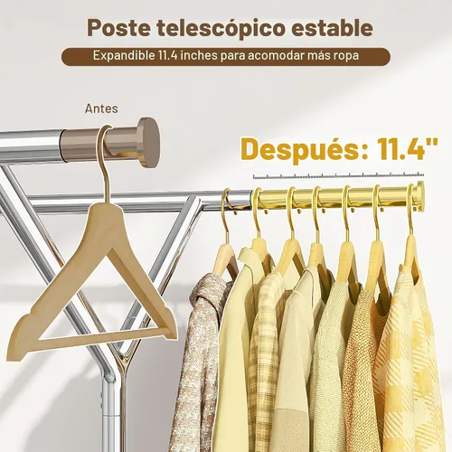 Vista 3 de Raybee - Perchero de metal resistente para ropa de 500 libras con ruedas
