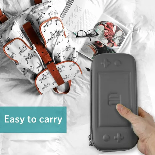 Vista 6 de CoBak Carrying Case for Nintendo Switch Lite - with 1 Screen Protector, 1 Grip Case and 4 Thumb Grip Caps, Ultra Slim Premium EVA Travel Pouch