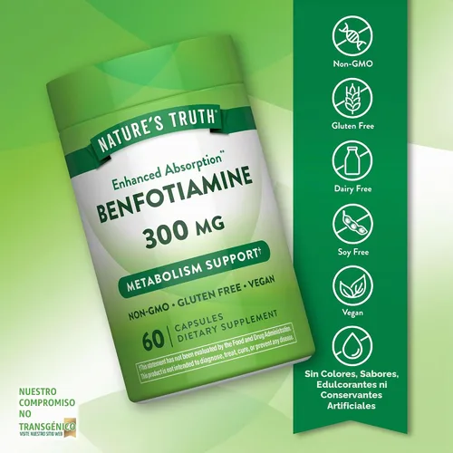 Vista 3 de Nature's Truth Benfotiamina 300mg 60