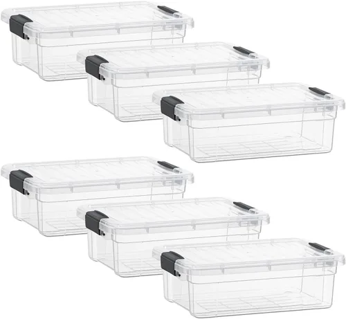 Vista 66 de Superio - Contenedores de almacenamiento de plástico transparente de 1.27 cuartos de galón con tapas, contenedores organizadores apilables, cajas