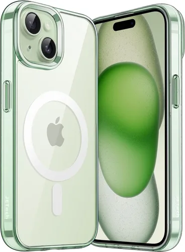 Vista 23 de JETech Funda magnética para iPhone 15, color negro y blanco Compatible con MagSafe, funda protectora a prueba de golpes, resistente a