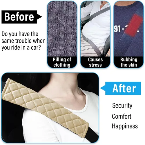 Vista 4 de Kewucn Funda Extra Larga para Cinturón de Seguridad, Almohadilla Super Suave para Cinturón de Seguridad del Coche, Protector Cómodo para Hombro