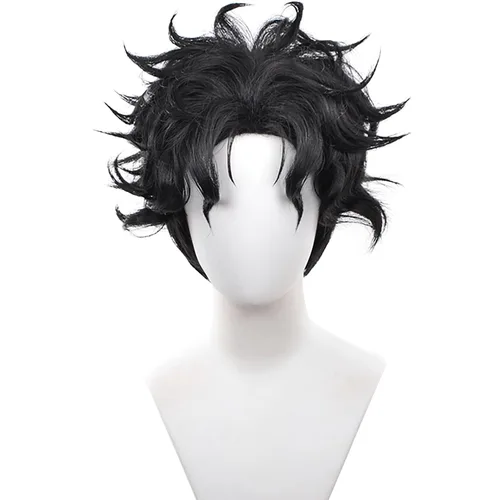 Vista 26 de Pelucas de anime verde oscuro para hombre, peluca corta y recta con flequillo para mujer, peluca COS para Halloween, Navidad, cómic, transmisión