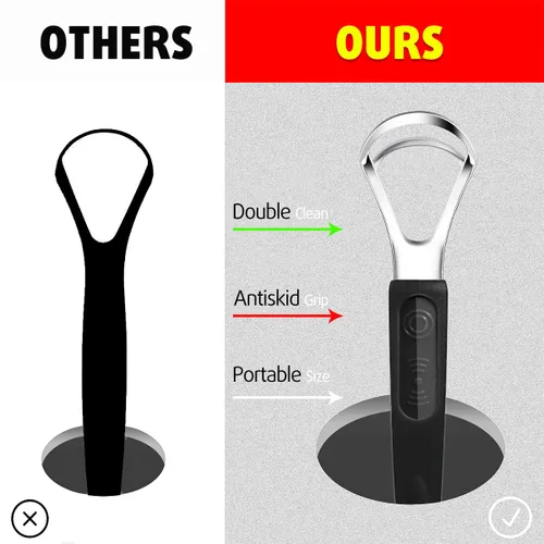 Vista 6 de Cbiumpro Paquete de 4 raspadores de lengua para niños y adultos, limpiador de lengua de acero inoxidable con estuche de viaje, reduce el mal aliento