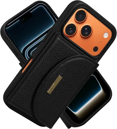 Vista 19 de Funda tipo cartera de Keallce para iPhone 14 Pro de 6.1 pulg., funda con tapa y ranuras para tarjetas, soporte con anillo, funda protectora de piel