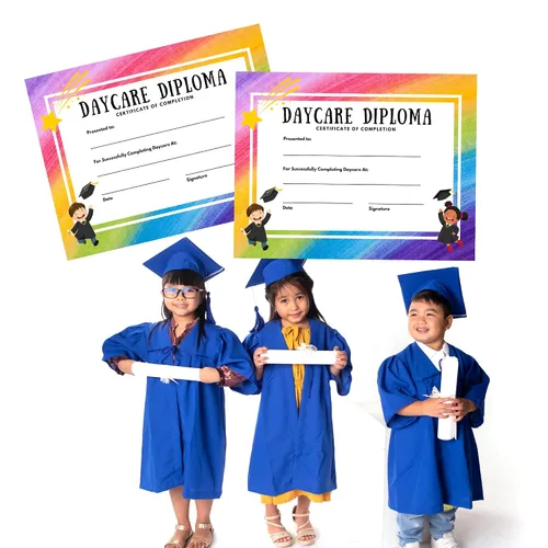 Vista 6 de Daycare Graduation Diploma 50 pk 8.5 x 11” Certificate of Achievement Award Preschool Pre K for Teachers to hand out at Ceremony Productos
