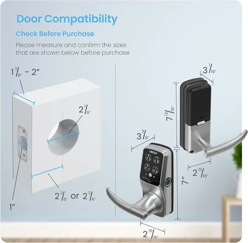 Vista 8 de Lockly Secure Pro Wi-Fi - Cerradura inteligente para puerta con entrada sin llave y teclado digital PIN Genie®, cerradura de puerta delantera