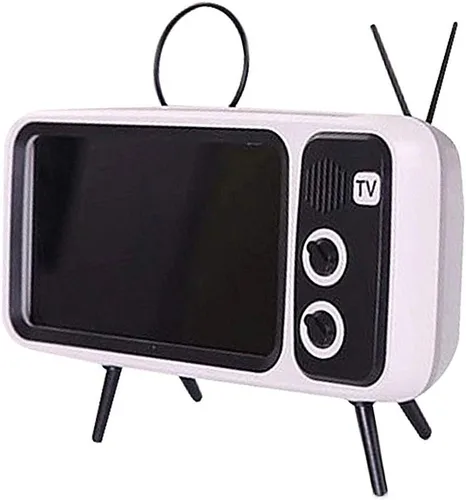 Vista 9 de UnnFiko Altavoces Inalámbricos Bluetooth Estilo TV Retro Soporte Base, Soporte de Escritorio de Dibujos Animados Abrazadera Montaje de Escritorio