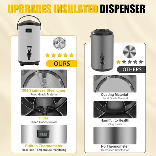 Vista 6 de Dispensador de bebidas aislado, dispensador térmico de bebidas frías y calientes de 12 litros/3.17 galones, dispensador de bebidas calientes aislado