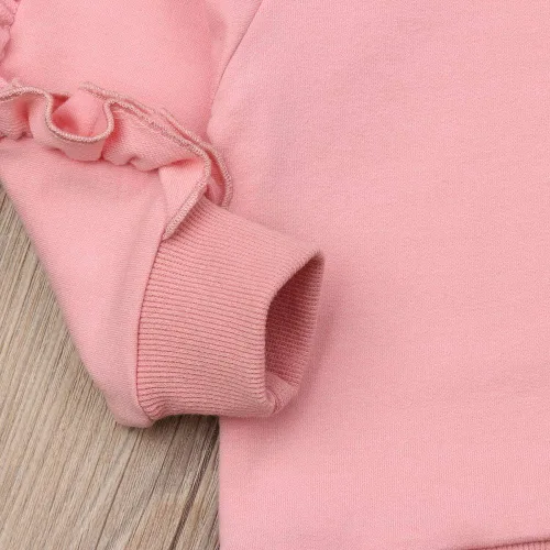 Vista 6 de Sudadera de manga larga con volantes, pantalones de mezclilla, 2 piezas