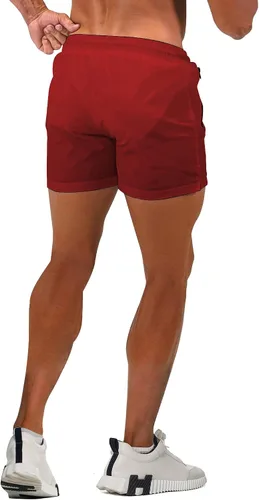Vista 5 de MAIKANONG Pantalones cortos de gimnasio para hombre, culturismo, entrenamiento al aire libre, secado rápido, con bolsillos con cremallera