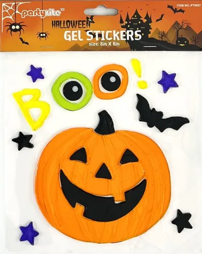 Vista 5 de Adhesivos de gel para ventana de Halloween para truco: calabazas, fantasmas, murciélagos, gato negro, árbol espeluznante, linternas surtidas de Jack