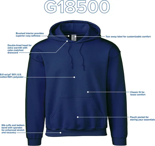 Vista 4 de Gildan - Sudadera de vellón con capucha, estilo G18500, paquete múltiple