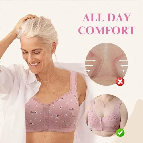 Vista 3 de Brasier margarita, brasier de cierre frontal de algodón, sujetadores con cierre frontal para mujer, sujetadores Kendally para mujeres mayores