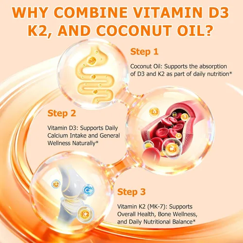 Vista 3 de newseel Cápsulas de vitamina D3 K2, suplemento de vitamina D3 y K2, suplemento de vitamina D3 y K2, suplemento D3, cápsulas blandas de aceite
