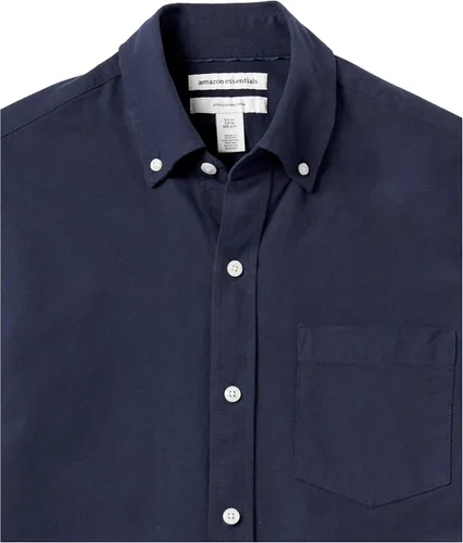 Vista 5 de Tienda Essentials Camisa Oxford de manga corta ajustada con bolsillo para hombre