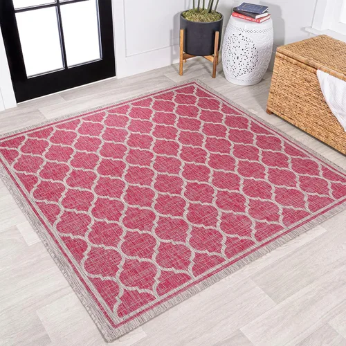 Vista 36 de JONATHAN Y Tapete marroquí con diseño enrejado para interiores y exteriores, 2 x 8 pies, marrón/beige, tejido texturizado de trébol para patio