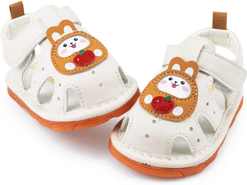 Vista 7 de SOFMUO Sandalias chirriantes antideslizantes con suela de goma suave y puntera cerrada, zapatos de verano al aire libre para niños pequeños