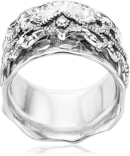 Vista 7 de JEAN RACHEL JEWELRY Anillo giratorio de plata de ley 925 para mujeres y hombres, banda de encaje llamativo, oxidado, estilo vintage, hipoalergénico
