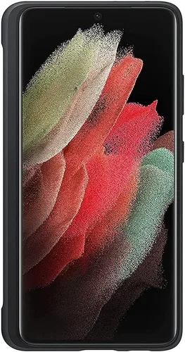 Vista 6 de Funda para Galaxy S21 Ultra con soporte para bolígrafo S, silicona líquida con ranura para lápiz capacitivo (bolígrafo no incluido), protección Negro