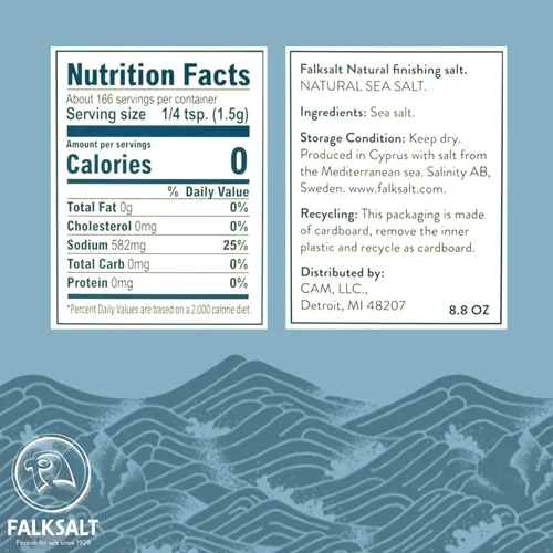 Vista 2 de FALKSALT Copos de sal marina orgánica, caja de 8.8 onzas - Copos de sal marina gourmet