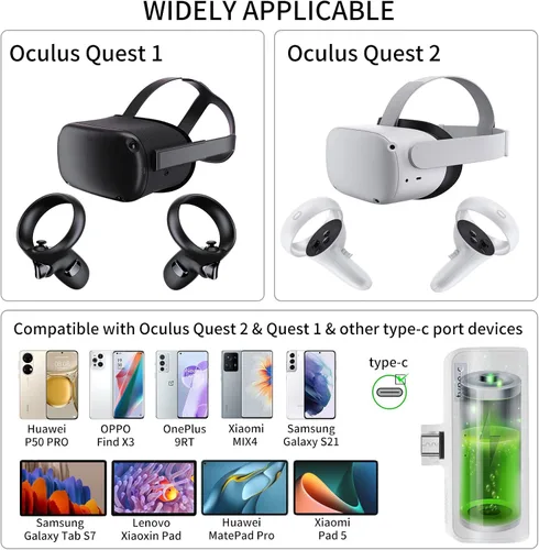 Vista 5 de Battery Pack for Quest 2,3300mAh Battery Pack Compatible with Meta Quest 2,Ultra Compact & Lightweight,Extra 1.5 Hours Play Time