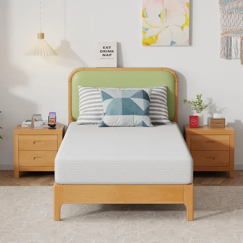 Vista 16 de Colchón de tamaño individual de 5 pulgadas de espuma viscoelástica de gel, colchón de firmeza media para dormir fresco y para alivio de la presión