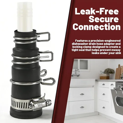 Vista 4 de Kit de conector de lavavajillas para triturador de basura – Piezas de repuesto compatibles con la eliminación de basura Insinkerator Adaptador