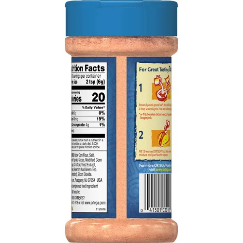 Vista 5 de Ortega Seasoning Mix, 40% menos de Taco de sodio, 6.5 onzas