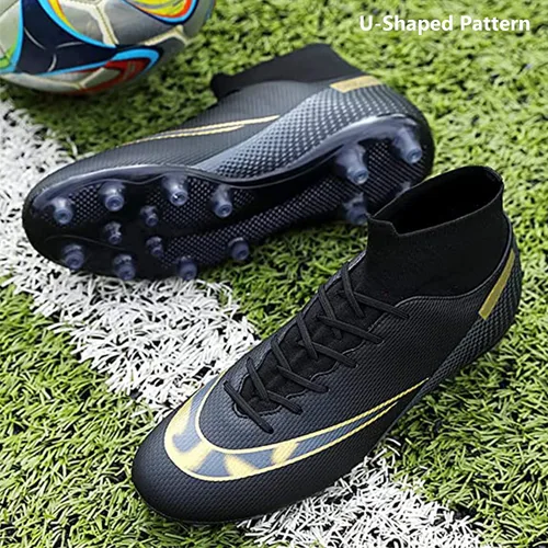 Vista 4 de Men's Soccer Shoes Football Cleats Outdoor High-Tops Lace-Up Non-Slip Spikes AGFG Boots