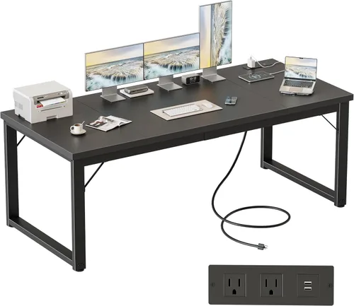 Vista 54 de Mericonia Escritorio para computadora, escritorio de juegos para espacios pequeños, mesa de estilo moderno y simple para oficina en casa, mesa