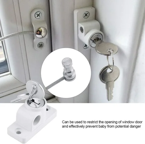 Vista 2 de OMOTOOL Cerradura de seguridad con restrictor de ventana infantil (paquete de 2) Protección para bebés con bloqueo de ventana para evitar que