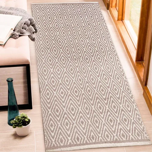 Vista 17 de Chardin Home, tapete 100% algodón, reversible por completo, de 21 x 34 pulgadas, se puede lavar a máquina, Gris y blanco Beige grisáceo - Blanco