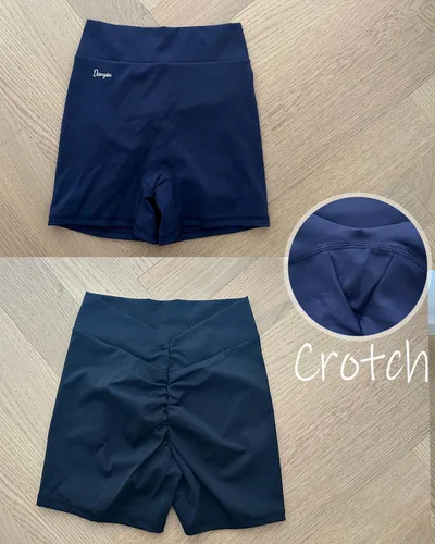 Vista 2 de Danysu Pantalones cortos de entrenamiento con corte en V, pantalones cortos de entrenamiento de cintura alta, pantalones deportivos para gimnasio