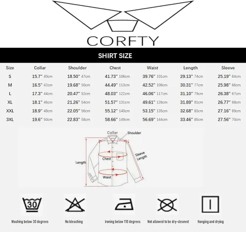 Vista 7 de corfty Camisas de vestir de manga larga para hombre, ajuste regular, camisa casual con botones y bolsillos