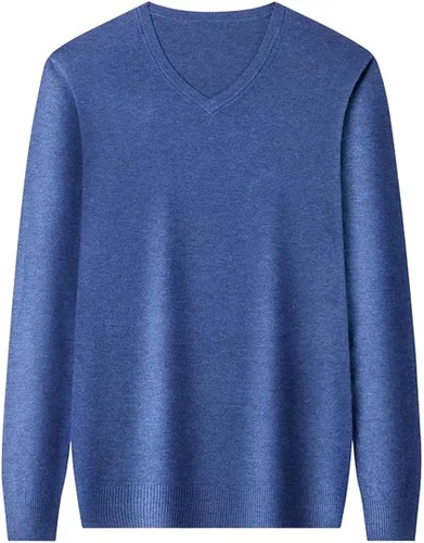 Vista 7 de REHJJDFD Men's Solid Color Casual Pullover Sweaters Men V-Neck Knitted Bottoming Shirt