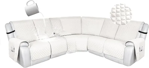 Vista 98 de HDCAXKJ Fundas de sofá seccional reclinable 100% impermeable, forma de L, funda de sofá reclinable lavable acolchada suave para mascotas, perro