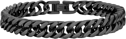 Vista 19 de PROSTEEL - Pulsera de cadena franco de acero inoxidable, pulseras gruesas de moda para hombres y mujeres, chapadas en oro negro de 18 quilates