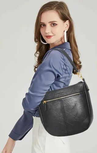 Vista 2 de Hobo Purses Totes Bolso de hombro de cuero vegano para mujer con correa cruzada desmontable