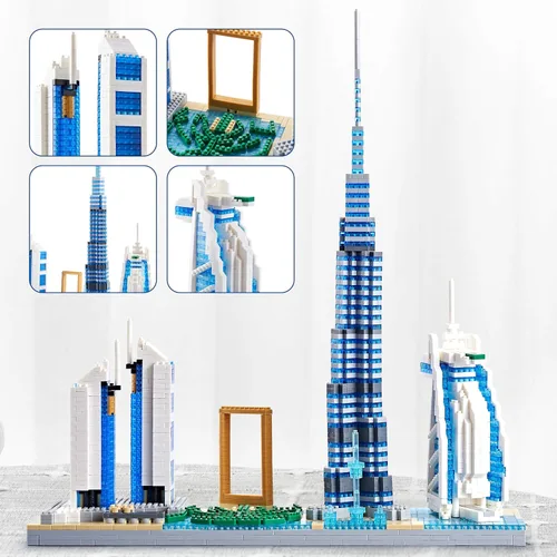 Vista 2 de Architecture Dubai Skyline - Kit de construcción de modelos coleccionables, juegos de microbloques para adultos, kit de modelo de regalo de 2545