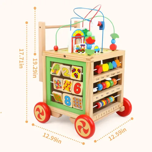Vista 7 de Cubo de actividades de madera 6 en 1 Montessori Educativo Aprendizaje Juguetes Sensoriales para 1 Año de 12-18 Meses Niños Niñas Regalos de Primer